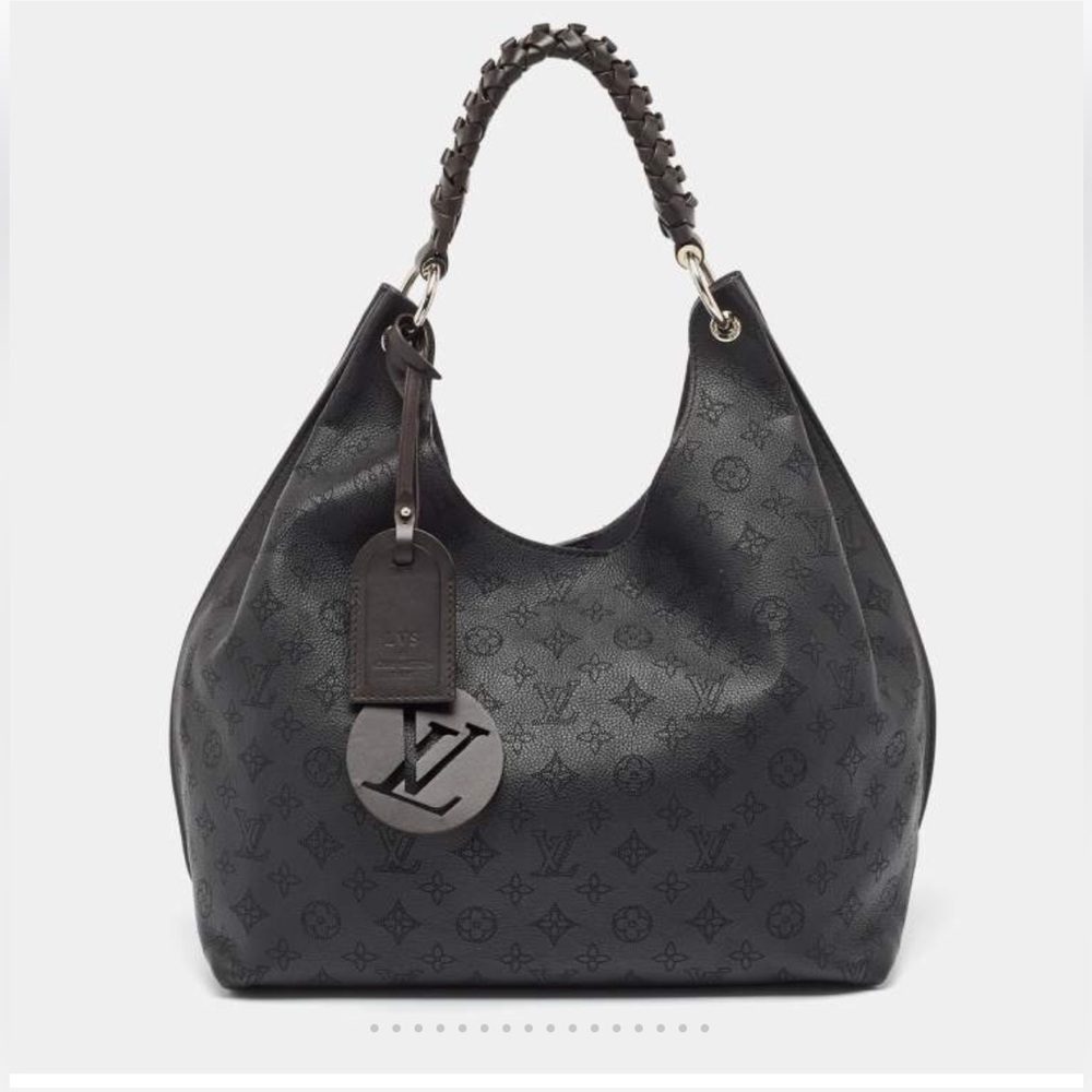 Louis Vuitton Carmel Black Mahina Hobo with Braided Handle - Picture 3 of 16